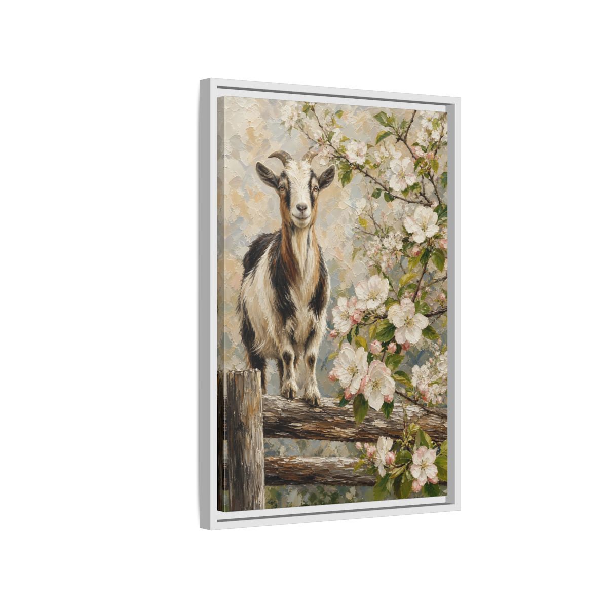 Side Mockup 1. Animals Goat Pastel Goat shown as stretched canvas wall art
