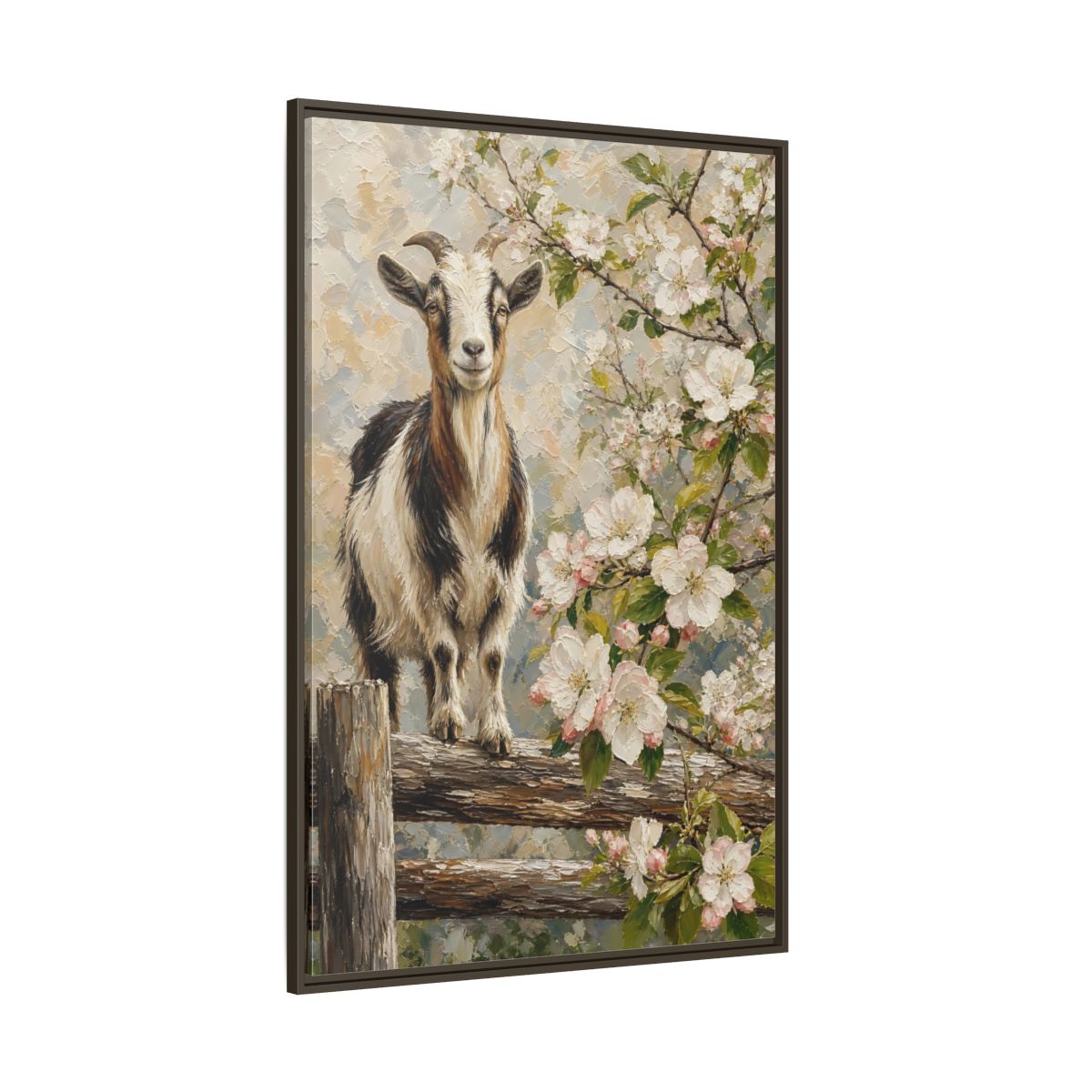 Side Mockup 8. Animals Goat Pastel Goat shown as stretched canvas wall art