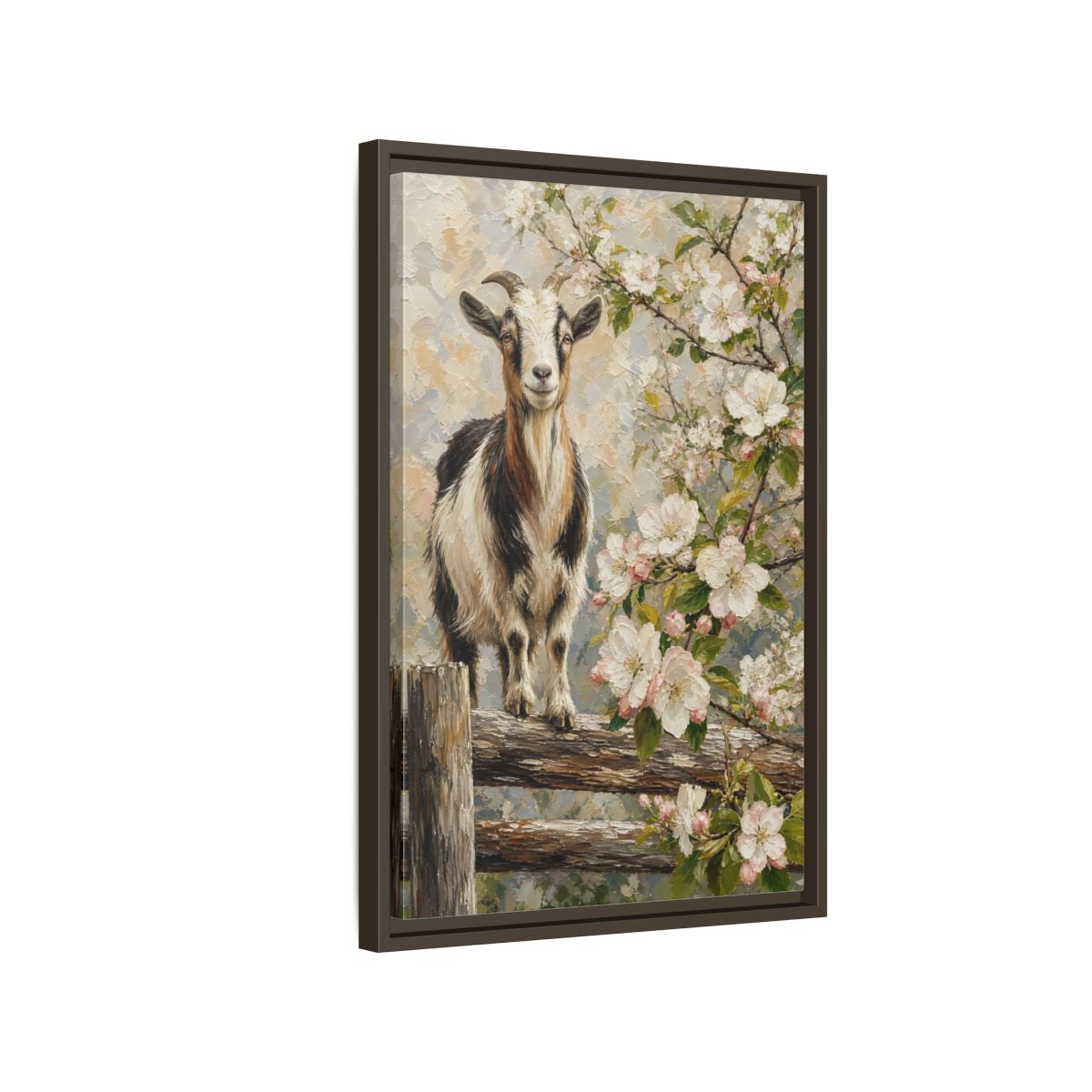 Side Mockup 2. Animals Goat Pastel Goat shown as stretched canvas wall art
