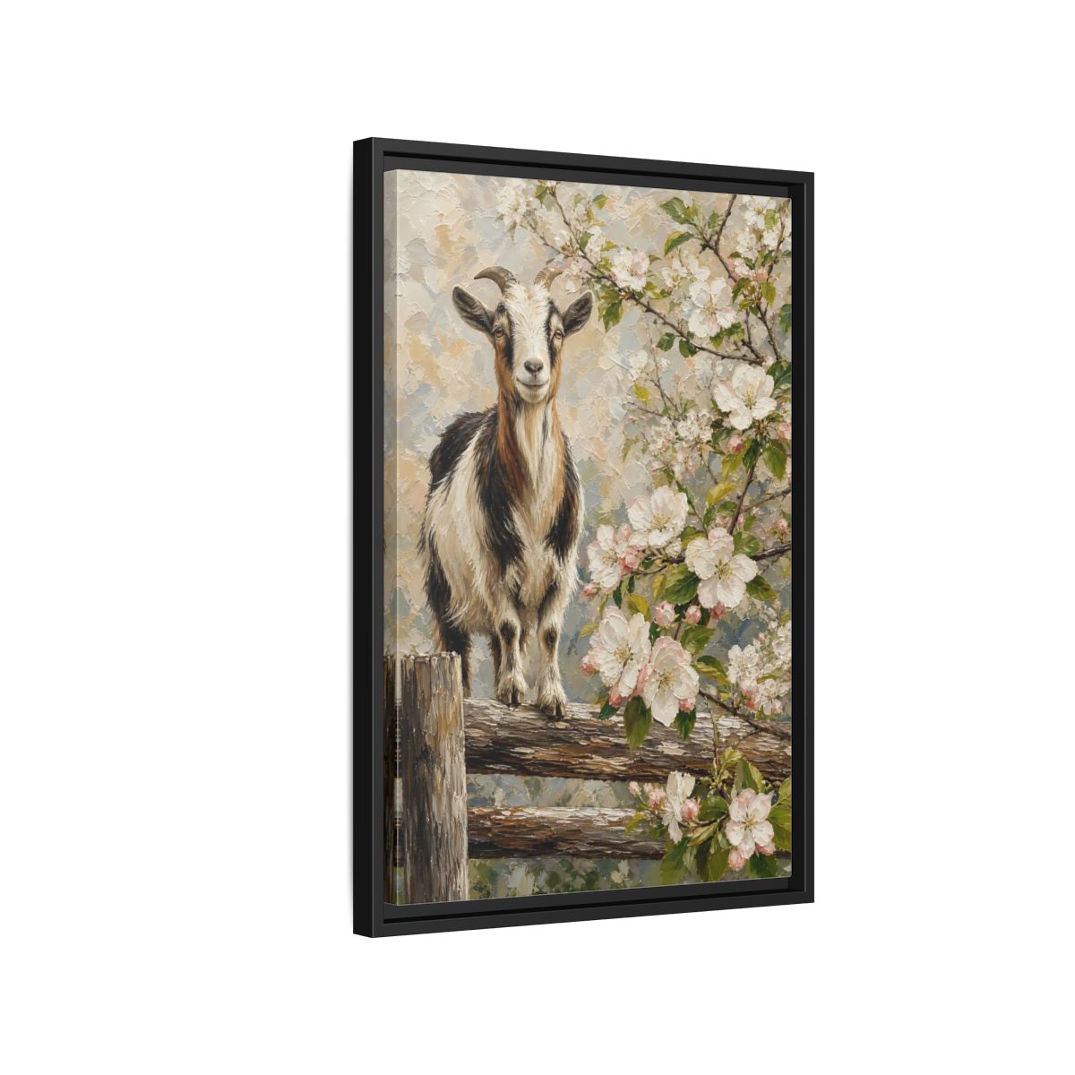 Side Mockup 3. Animals Goat Pastel Goat shown as stretched canvas wall art