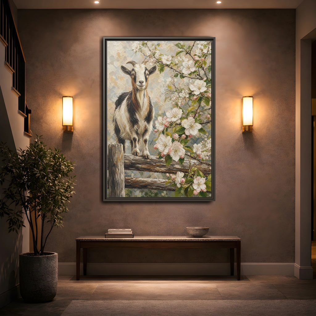 Mockup 2. Animals Goat Pastel Goat shown as stretched canvas wall art