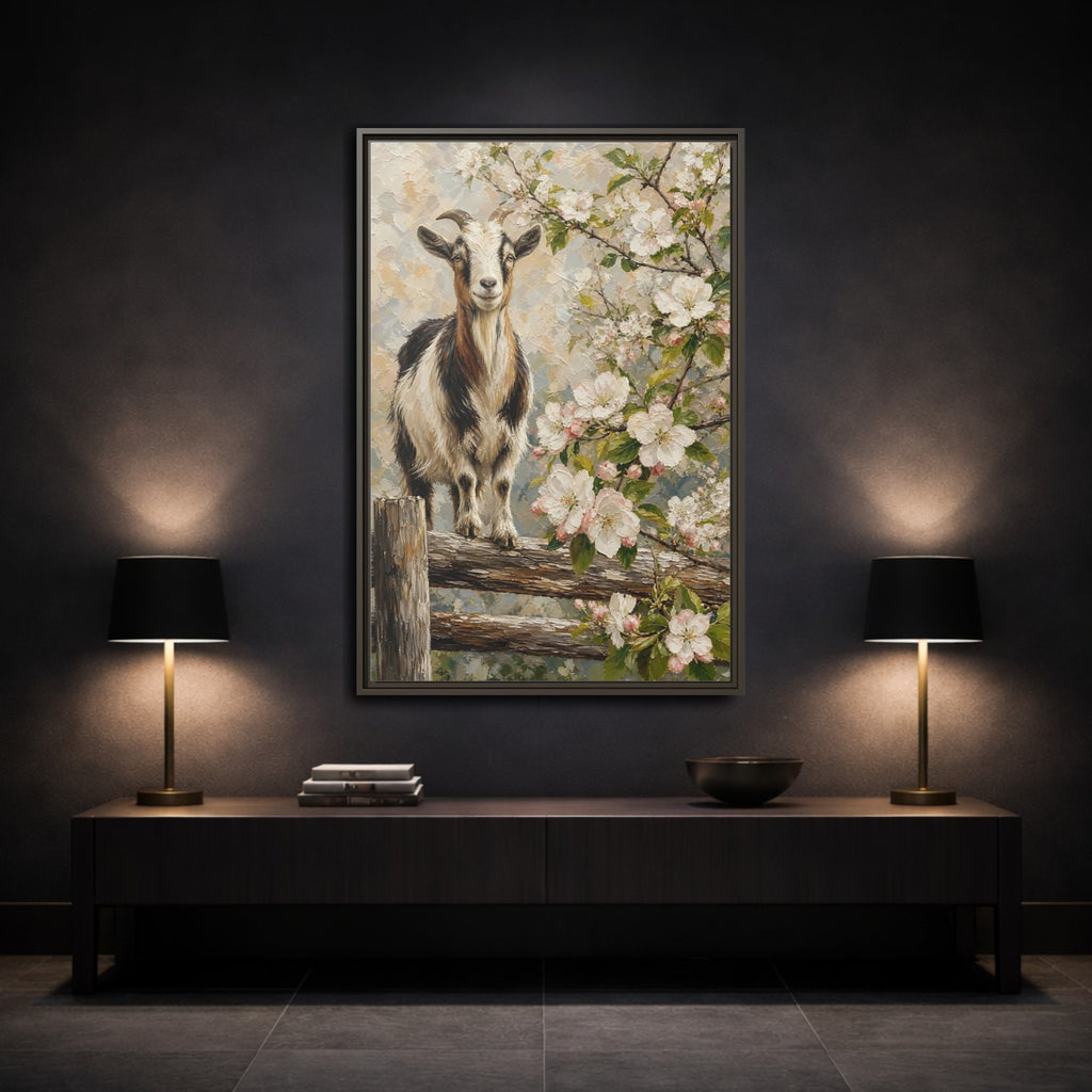Mockup 3. Animals Goat Pastel Goat shown as stretched canvas wall art