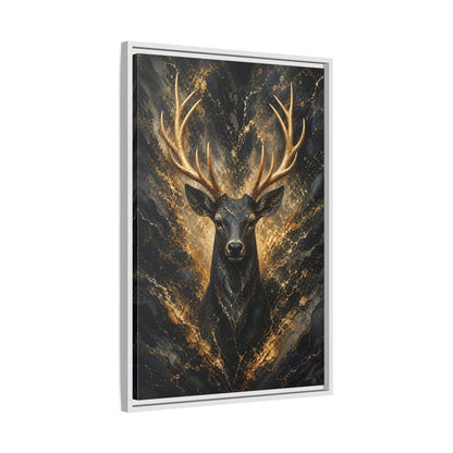 Animals Golden Deer Black and Gold Framed Canvas Wall Art - Living Room shown as canvas wall art