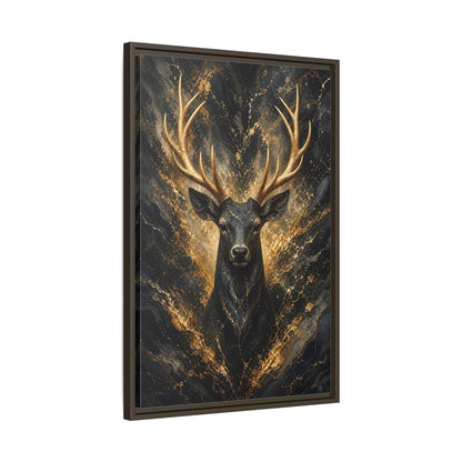 Animals Golden Deer Black and Gold Framed Canvas Wall Art - Living Room shown as canvas wall art