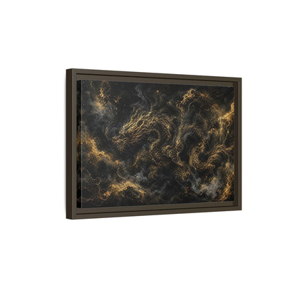 Side Mockup 5. Animals Golden Dragon Black And Gold Dragon shown as stretched canvas wall art
