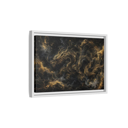 Side Mockup 4. Animals Golden Dragon Black And Gold Dragon shown as stretched canvas wall art