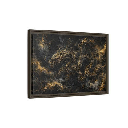 Side Mockup 2. Animals Golden Dragon Black And Gold Dragon shown as stretched canvas wall art