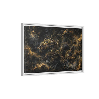 Side Mockup 1. Animals Golden Dragon Black And Gold Dragon shown as stretched canvas wall art