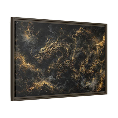 Side Mockup 11. Animals Golden Dragon Black And Gold Dragon shown as stretched canvas wall art