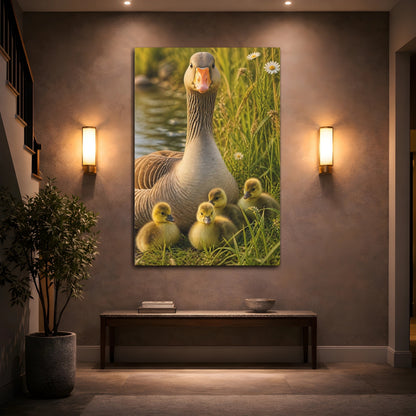 Mockup 2. Animals Goose And Goslings shown as canvas print