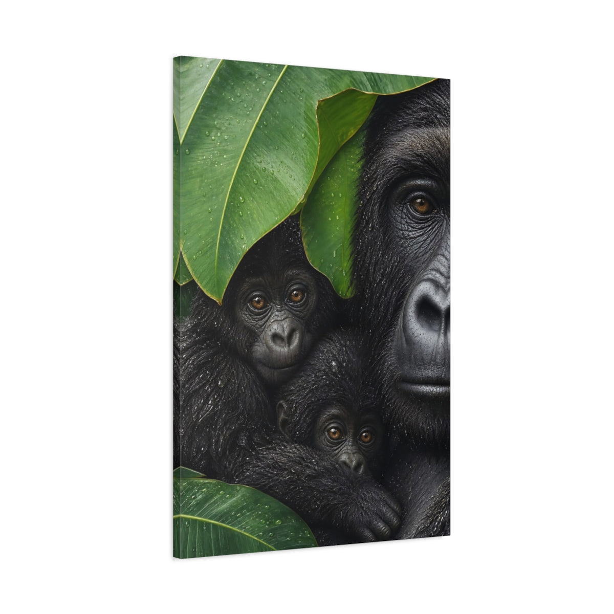 Main Mockup. Animals Gorillas Black And Green shown as stretched canvas wall art