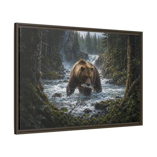 Main Mockup. Animals Grizzly Bear Brown Bear Wilderness shown as stretched canvas wall art