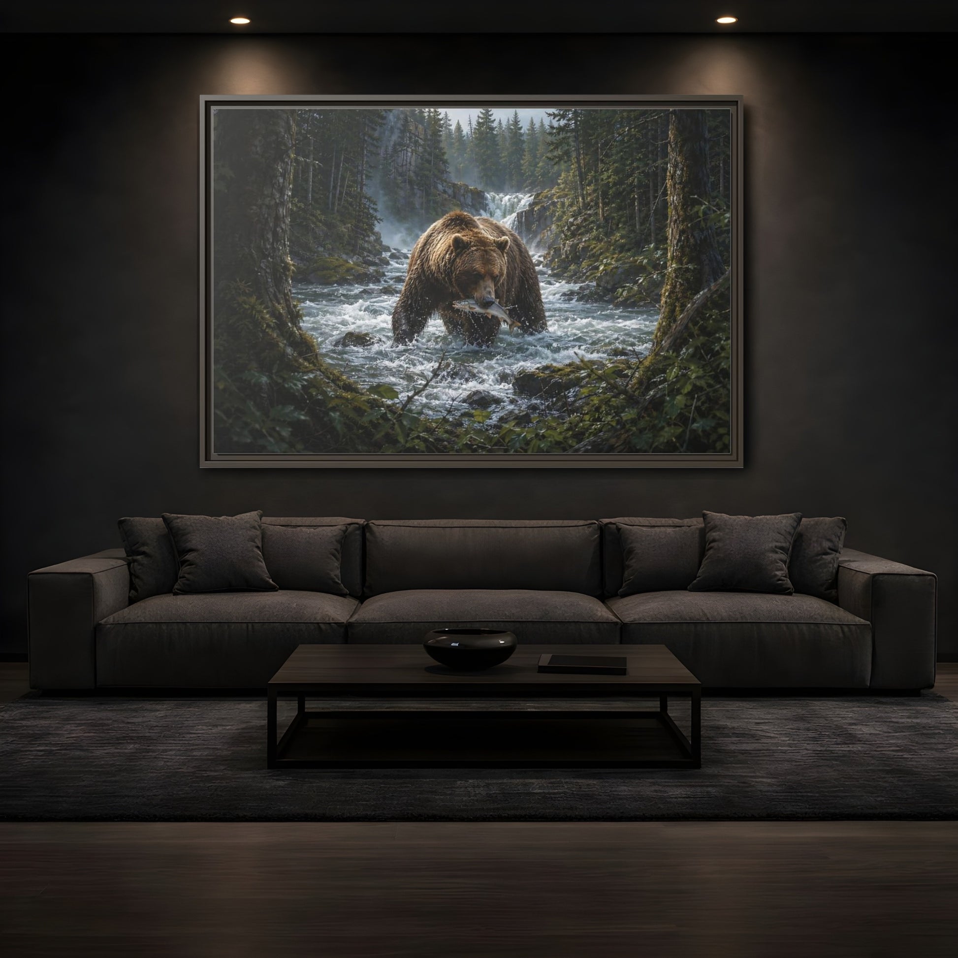 Mockup 3. Animals Grizzly Bear Brown Bear Wilderness shown as stretched canvas wall art