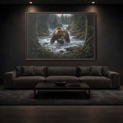 Mockup 3. Animals Grizzly Bear Brown Bear Wilderness shown as stretched canvas wall art