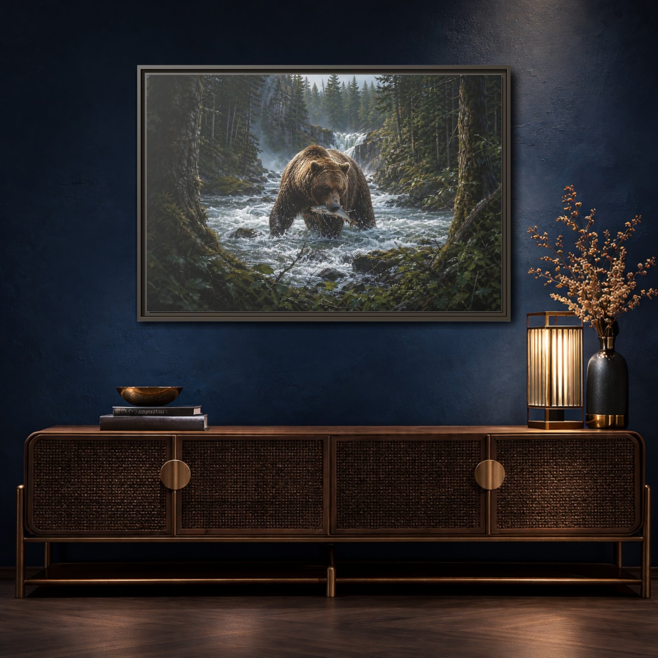 Mockup 4. Animals Grizzly Bear Brown Bear Wilderness shown as stretched canvas wall art