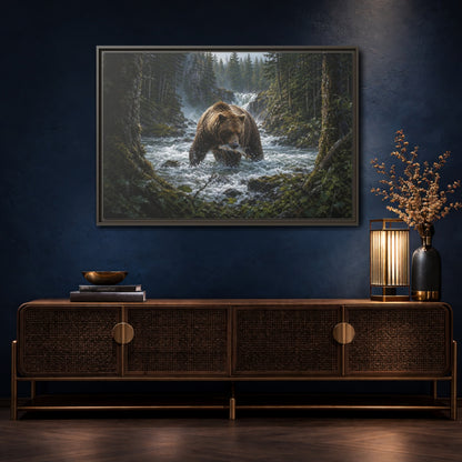 Mockup 4. Animals Grizzly Bear Brown Bear Wilderness shown as stretched canvas wall art