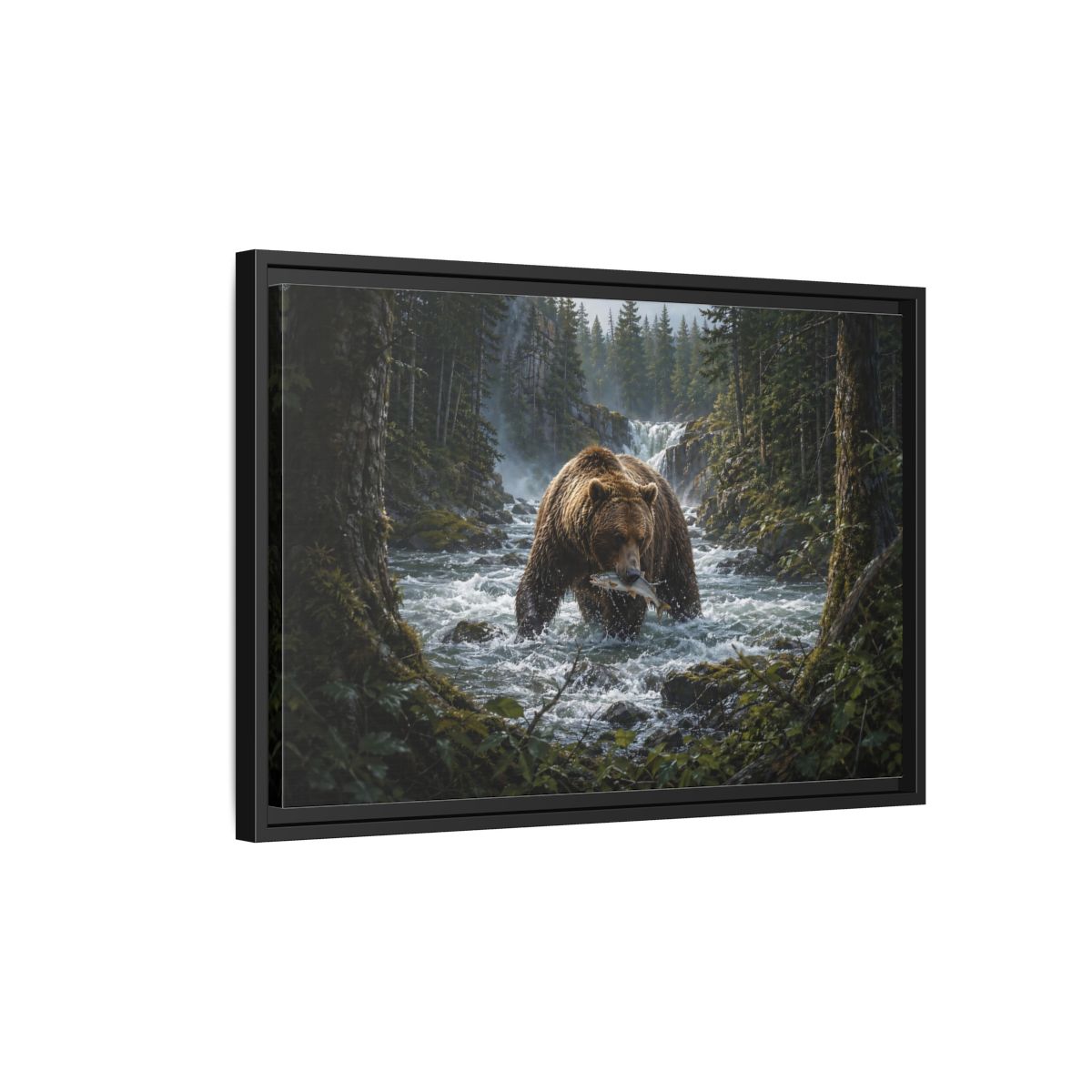 Side Mockup 3. Animals Grizzly Bear Brown Bear Wilderness shown as stretched canvas wall art