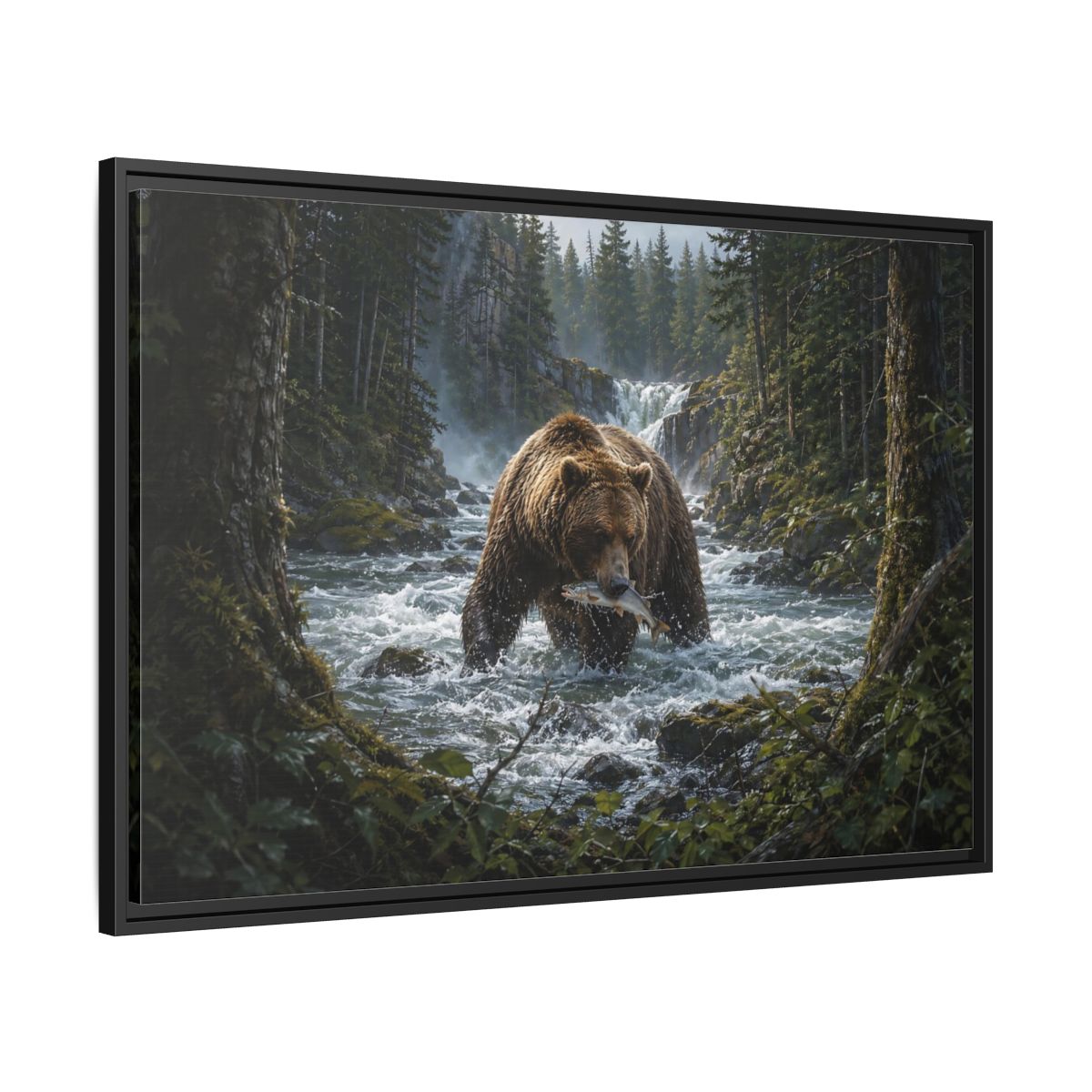Side Mockup 13. Animals Grizzly Bear Brown Bear Wilderness shown as stretched canvas wall art
