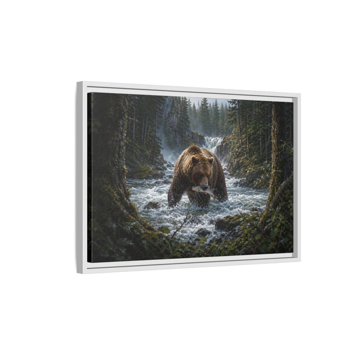 Side Mockup 1. Animals Grizzly Bear Brown Bear Wilderness shown as stretched canvas wall art