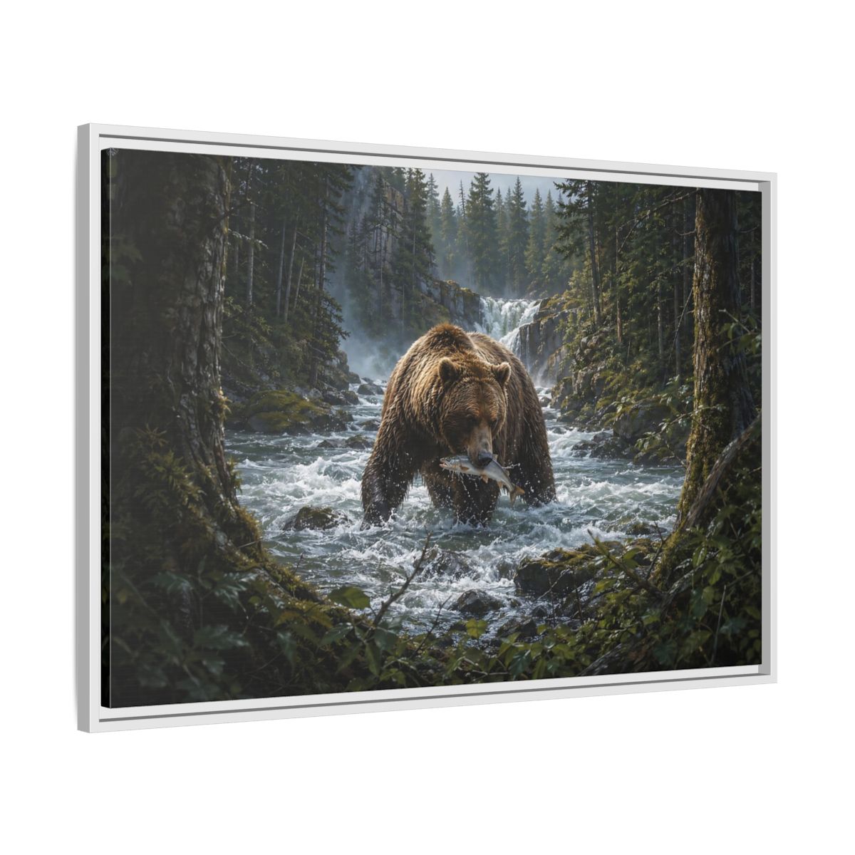 Side Mockup 9. Animals Grizzly Bear Brown Bear Wilderness shown as stretched canvas wall art