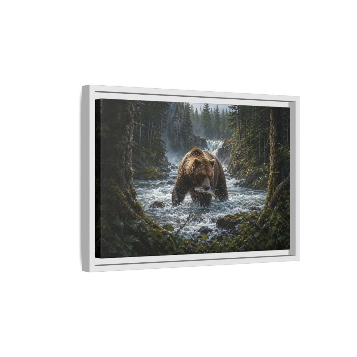 Side Mockup 4. Animals Grizzly Bear Brown Bear Wilderness shown as stretched canvas wall art