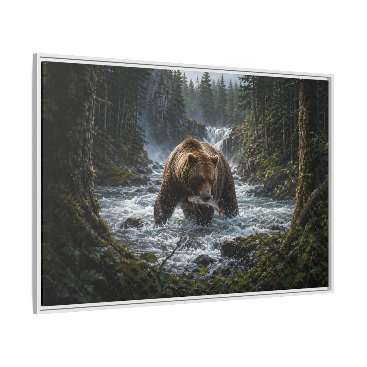Side Mockup 7. Animals Grizzly Bear Brown Bear Wilderness shown as stretched canvas wall art