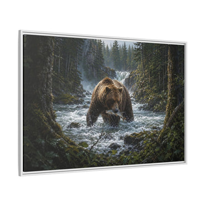 Side Mockup 7. Animals Grizzly Bear Brown Bear Wilderness shown as stretched canvas wall art