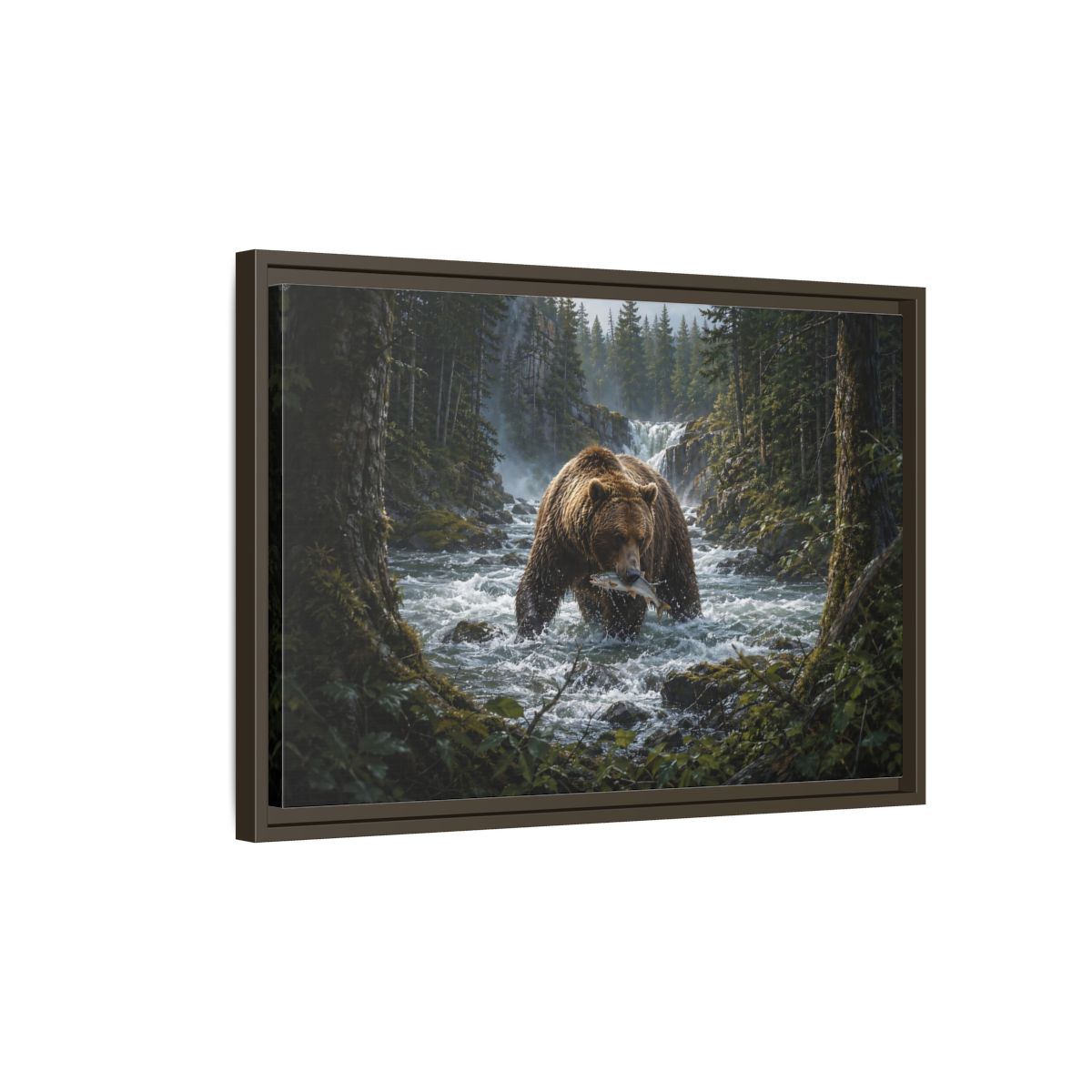 Side Mockup 2. Animals Grizzly Bear Brown Bear Wilderness shown as stretched canvas wall art