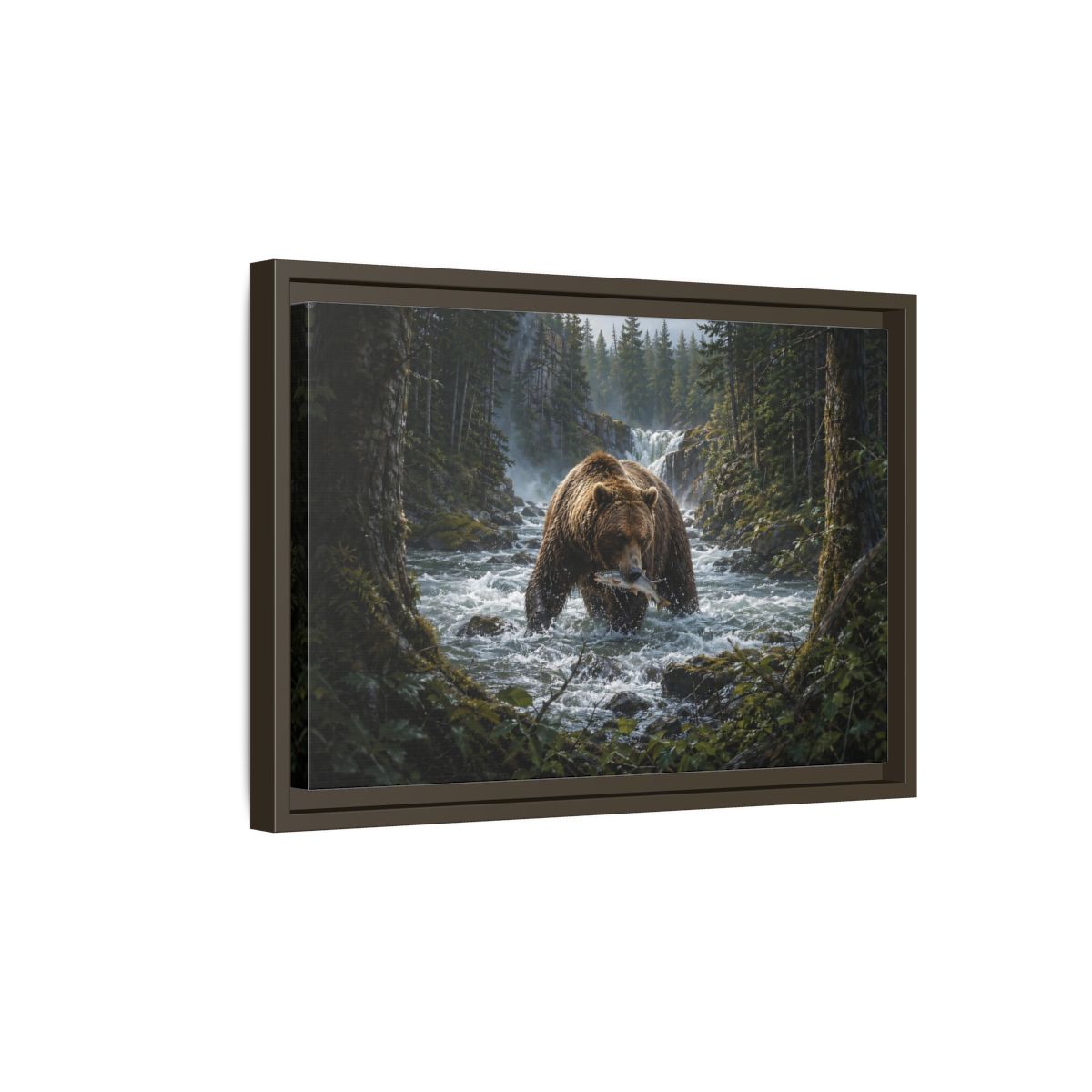Side Mockup 5. Animals Grizzly Bear Brown Bear Wilderness shown as stretched canvas wall art