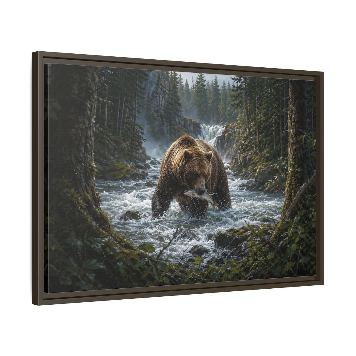 Side Mockup 11. Animals Grizzly Bear Brown Bear Wilderness shown as stretched canvas wall art
