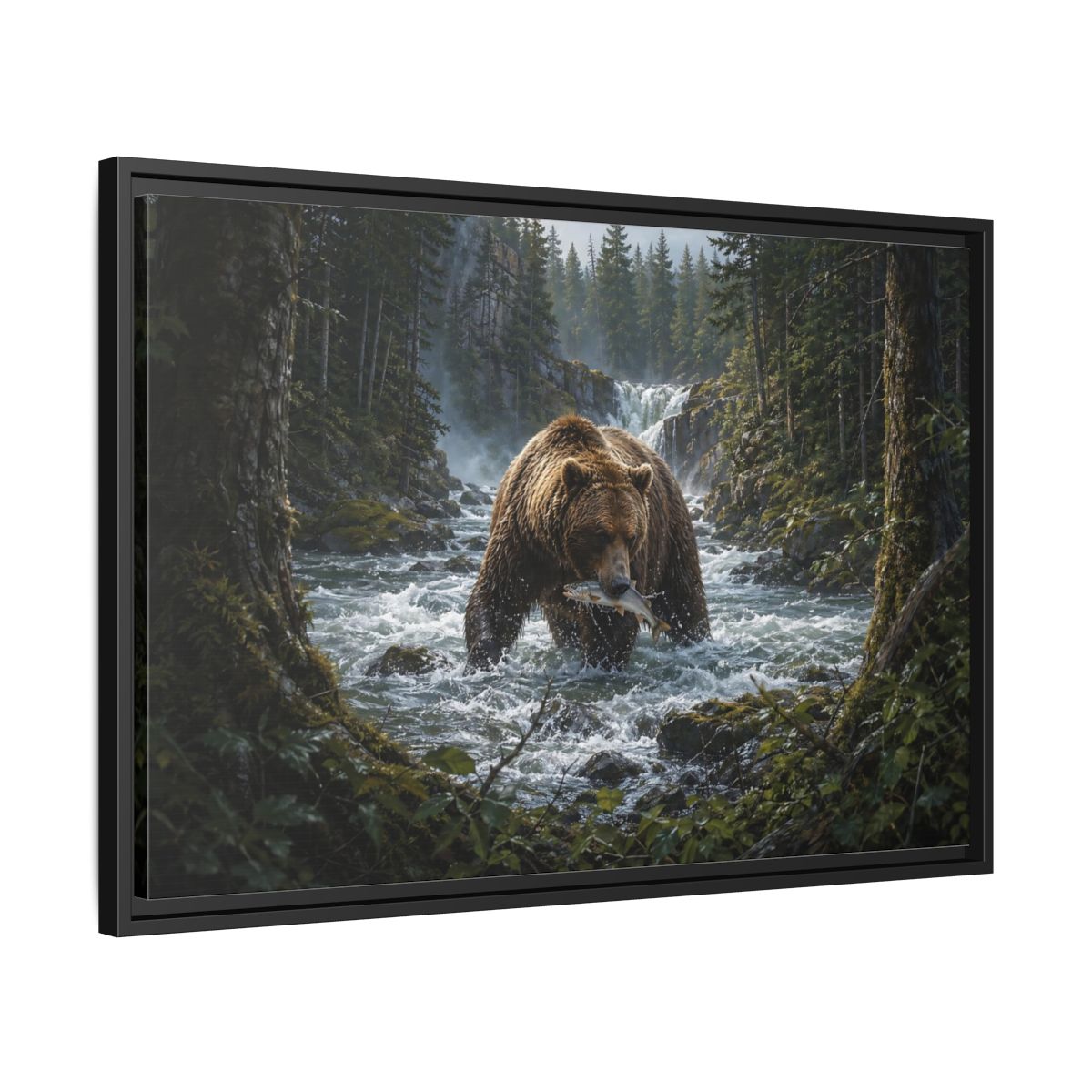 Side Mockup 14. Animals Grizzly Bear Brown Bear Wilderness shown as stretched canvas wall art