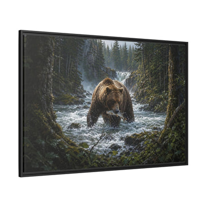Side Mockup 12. Animals Grizzly Bear Brown Bear Wilderness shown as stretched canvas wall art