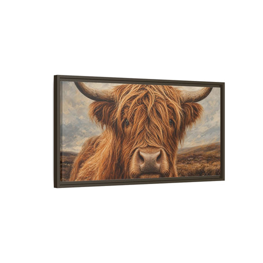Main Mockup. Animals Highland Cow Brown Highland Cow shown as stretched canvas wall art