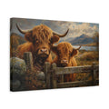 Side Mockup 4. Animals Highland Cows Brown Highland Cows shown as stretched canvas wall art