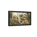 Side Mockup 8. Animals Horse And Dog Rural Farm Animals shown as stretched canvas wall art