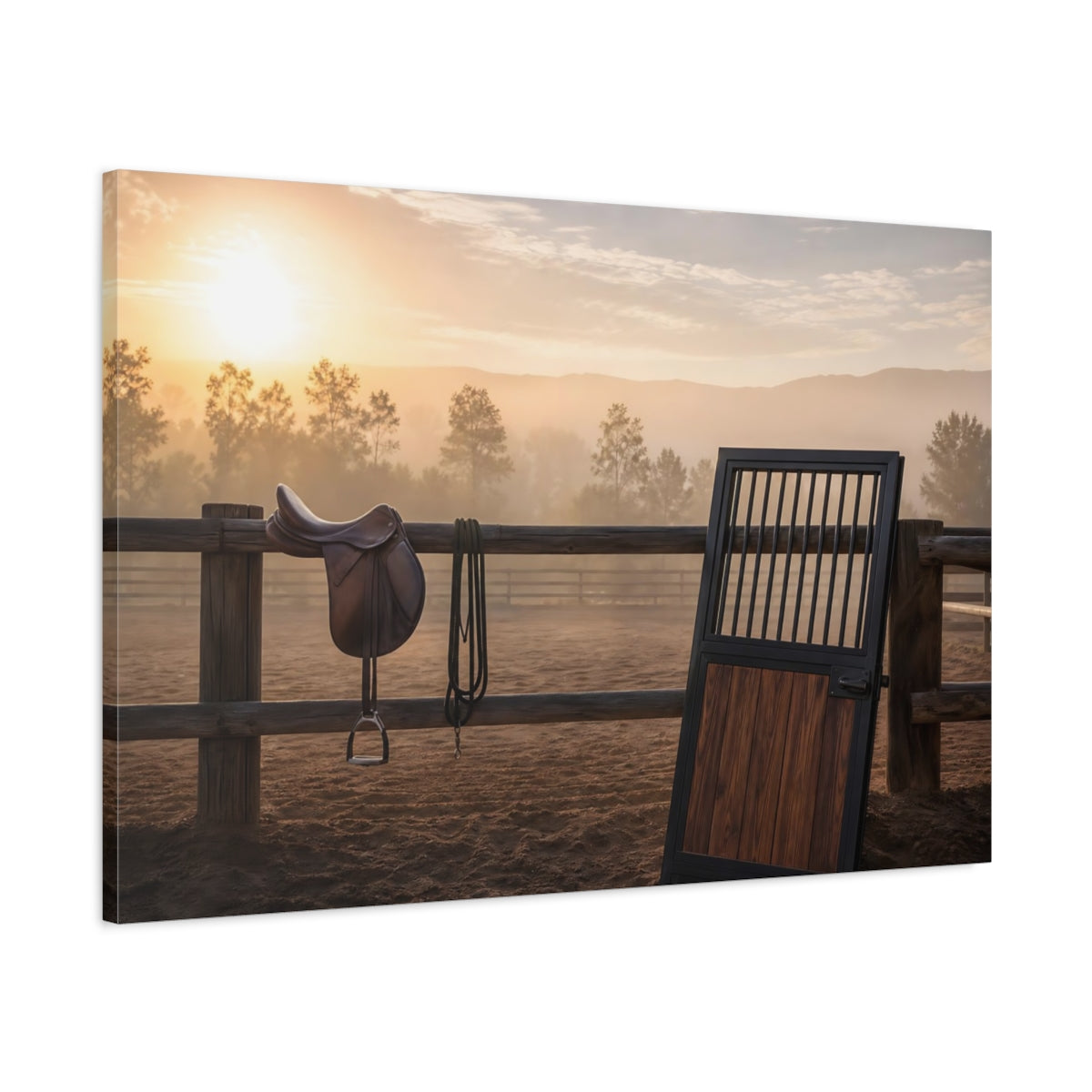 Main Mockup. Animals Horse Saddle Rustic Equestrian shown as canvas print
