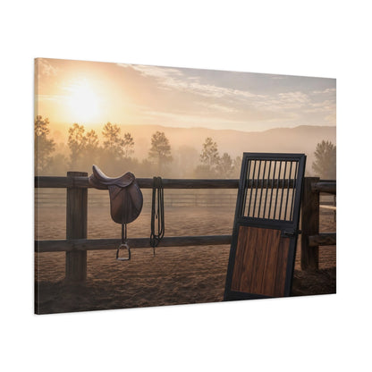 Side Mockup 1. Animals Horse Saddle Rustic Equestrian shown as canvas print