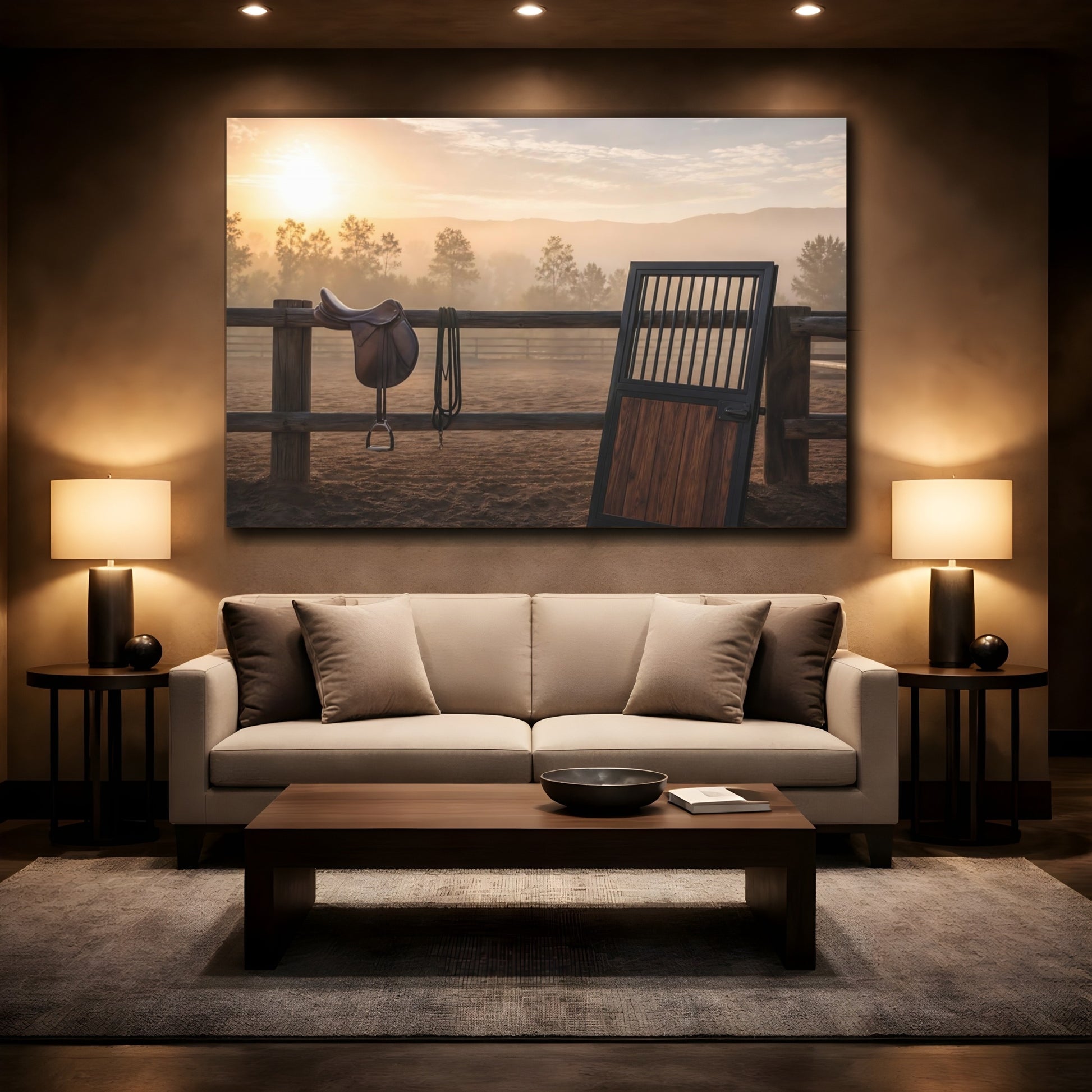 Mockup 2. Animals Horse Saddle Rustic Equestrian shown as canvas print