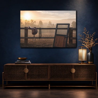 Mockup 4. Animals Horse Saddle Rustic Equestrian shown as canvas print