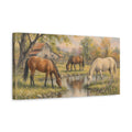 Side Mockup 3. Animals Horses Rural Horse Farm shown as stretched canvas wall art