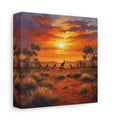 Side Mockup 2. Animals Kangaroos Orange Desert Sunset shown as stretched canvas wall art