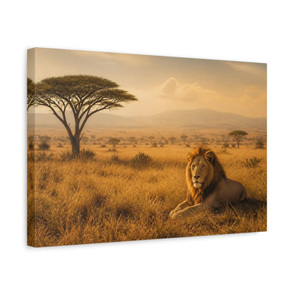 Side Mockup 4. Animals Lion Golden Lion shown as stretched canvas wall art