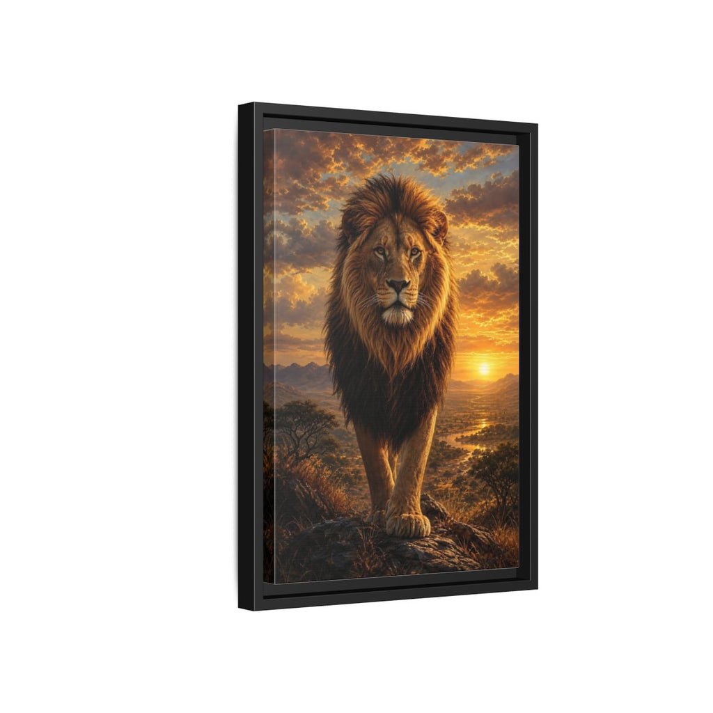 Side Mockup 6. Animals Lion Golden Lion shown as stretched canvas wall art