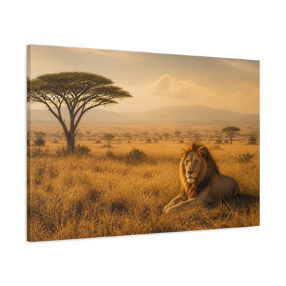Main Mockup. Animals Lion Golden Lion shown as stretched canvas wall art