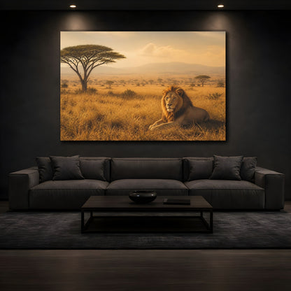 Mockup 3. Animals Lion Golden Lion shown as stretched canvas wall art