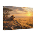 Side Mockup 4. Animals Lion Golden Savanna shown as stretched canvas wall art