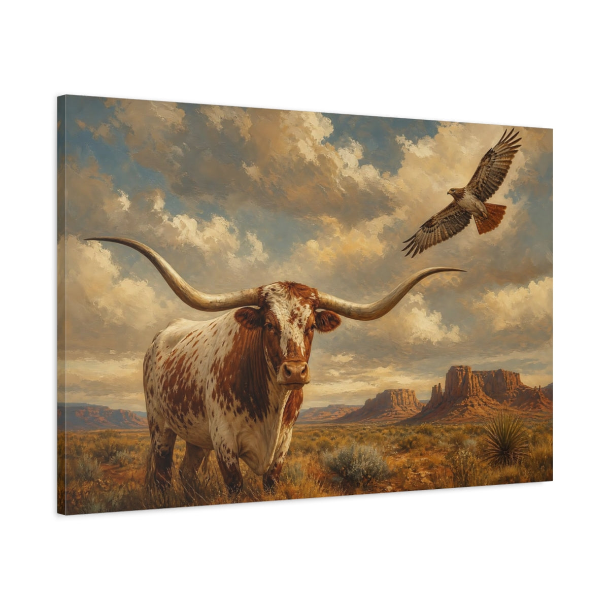 Main Mockup. Animals Longhorn Brown Longhorn shown as stretched canvas wall art