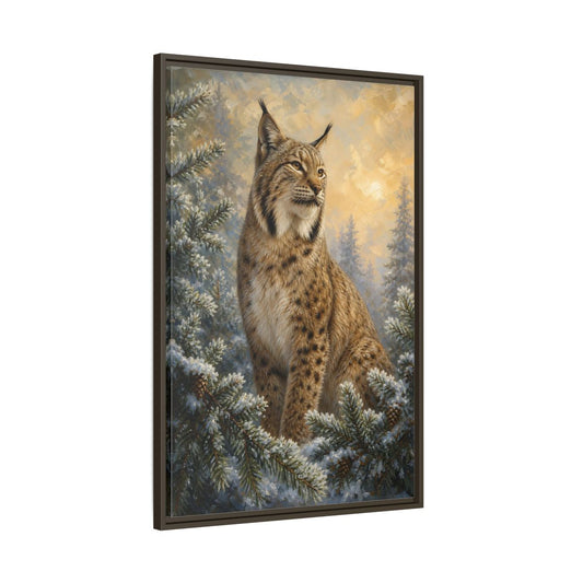 Main Mockup. Animals Lynx Lynx Winter Scene shown as stretched canvas wall art