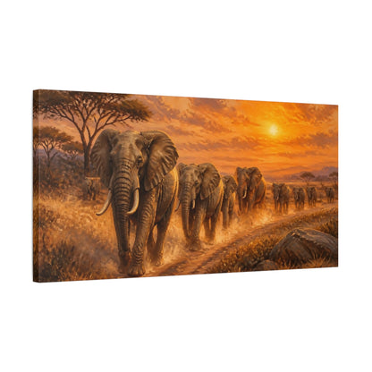 Side Mockup 1. Animals Majestic Elephant Herd shown as canvas print