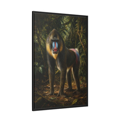 Side Mockup 12. Animals Mandrill Colorful Mandrill shown as stretched canvas wall art